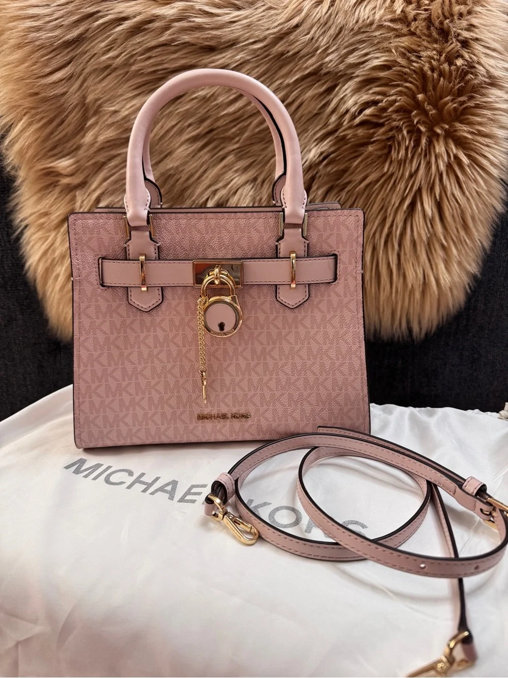 PRE-OWNED MK Hamilton Small Satchel Shoulder Crossbody Bag Powder Blush